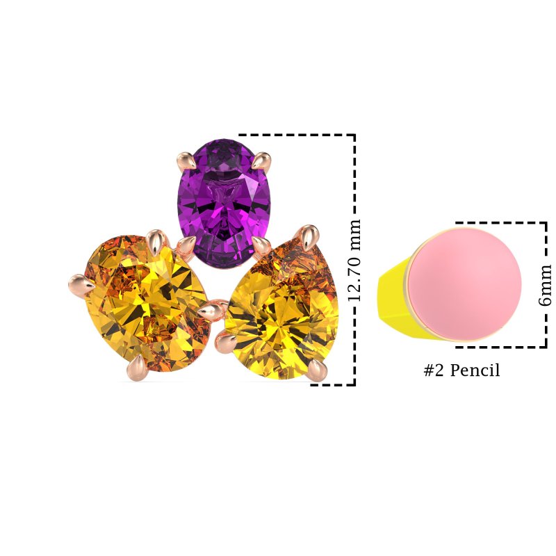 Oval & Pear Trio Stud Earrings