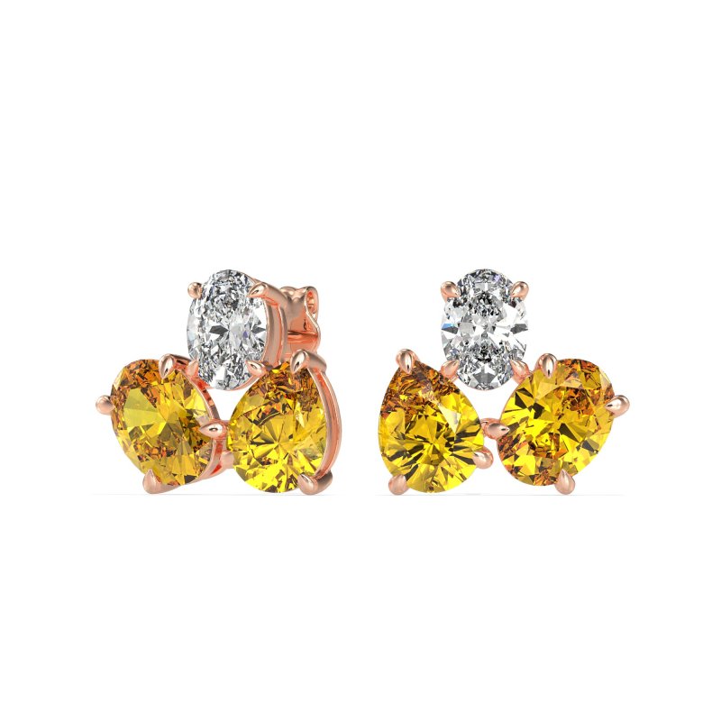 Oval & Pear Trio Stud Earrings