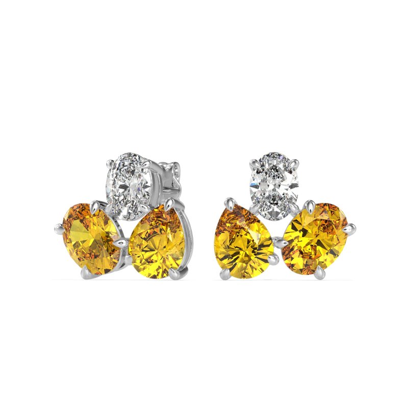 Oval & Pear Trio Stud Earrings