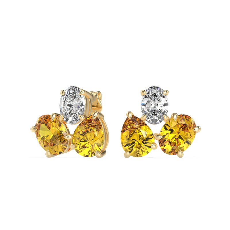 Oval & Pear Trio Stud Earrings
