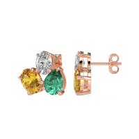 Oval & Pear Trio Stud Earrings