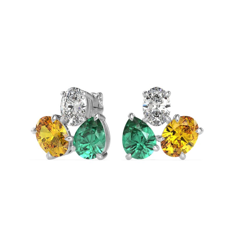 Oval & Pear Trio Stud Earrings