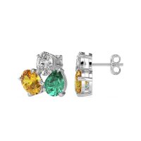Oval & Pear Trio Stud Earrings
