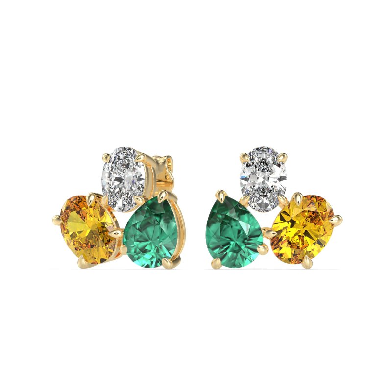 Oval & Pear Trio Stud Earrings