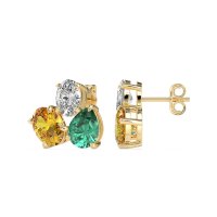 Oval & Pear Trio Stud Earrings