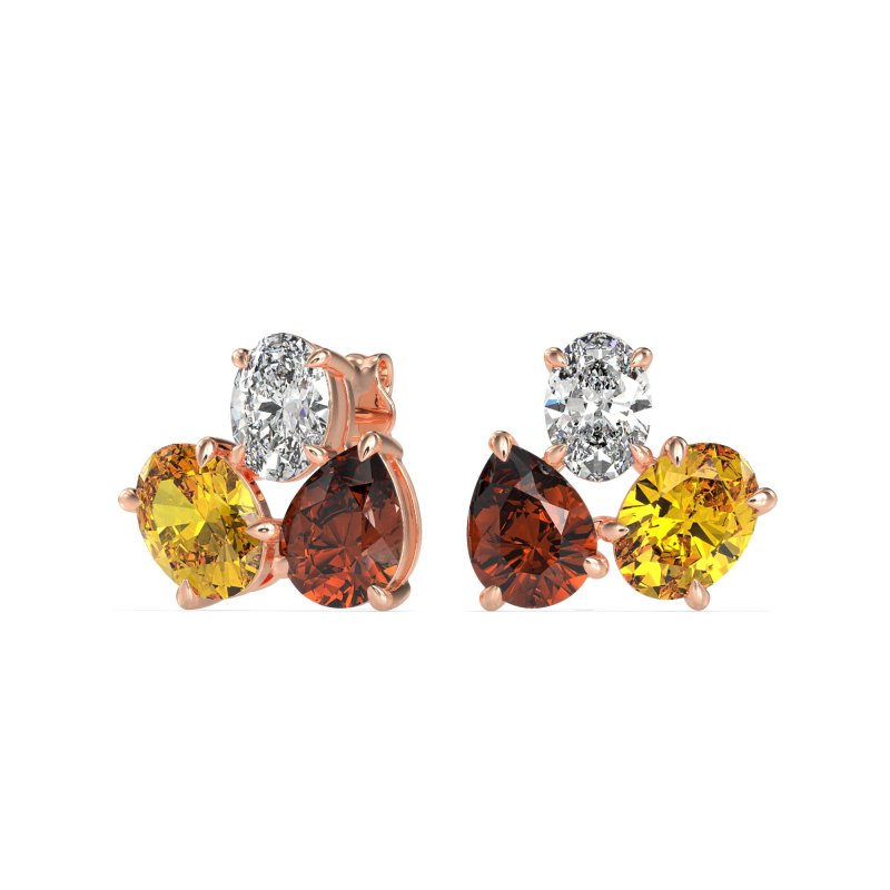 Oval & Pear Trio Stud Earrings