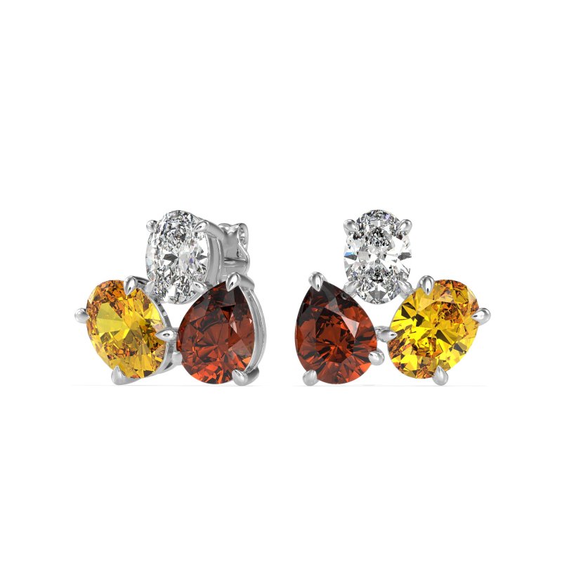 Oval & Pear Trio Stud Earrings