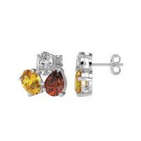 Oval & Pear Trio Stud Earrings