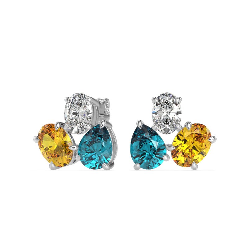 Oval & Pear Trio Stud Earrings