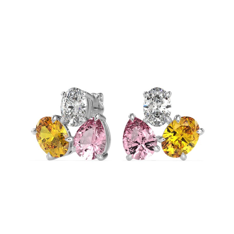 Oval & Pear Trio Stud Earrings