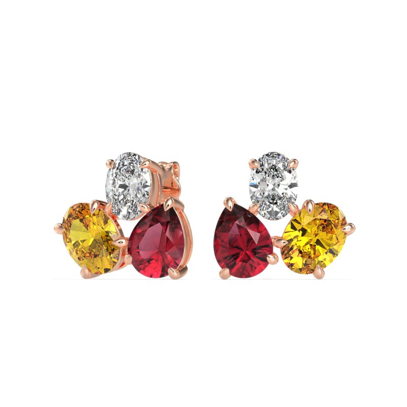 Oval & Pear Trio Stud Earrings