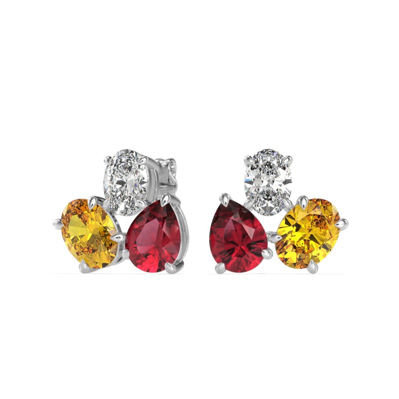 Oval & Pear Trio Stud Earrings