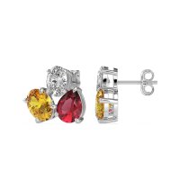 Oval & Pear Trio Stud Earrings