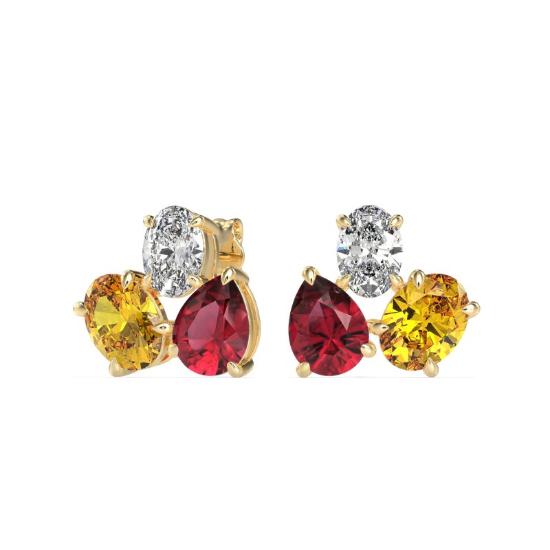 Oval & Pear Trio Stud Earrings