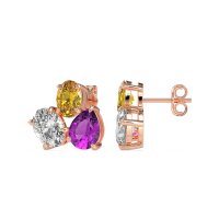 Oval & Pear Trio Stud Earrings