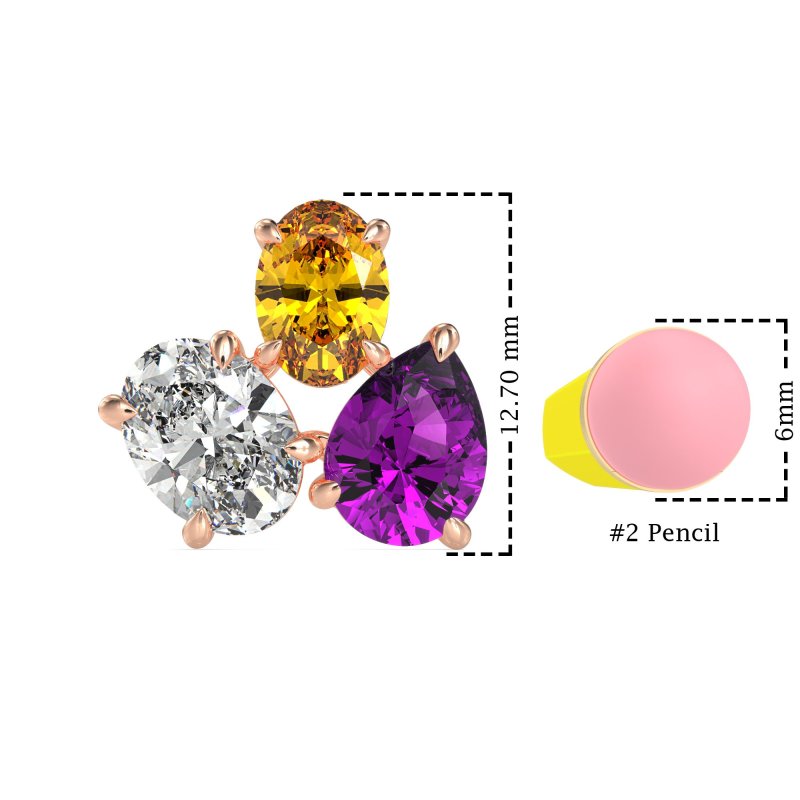 Oval & Pear Trio Stud Earrings