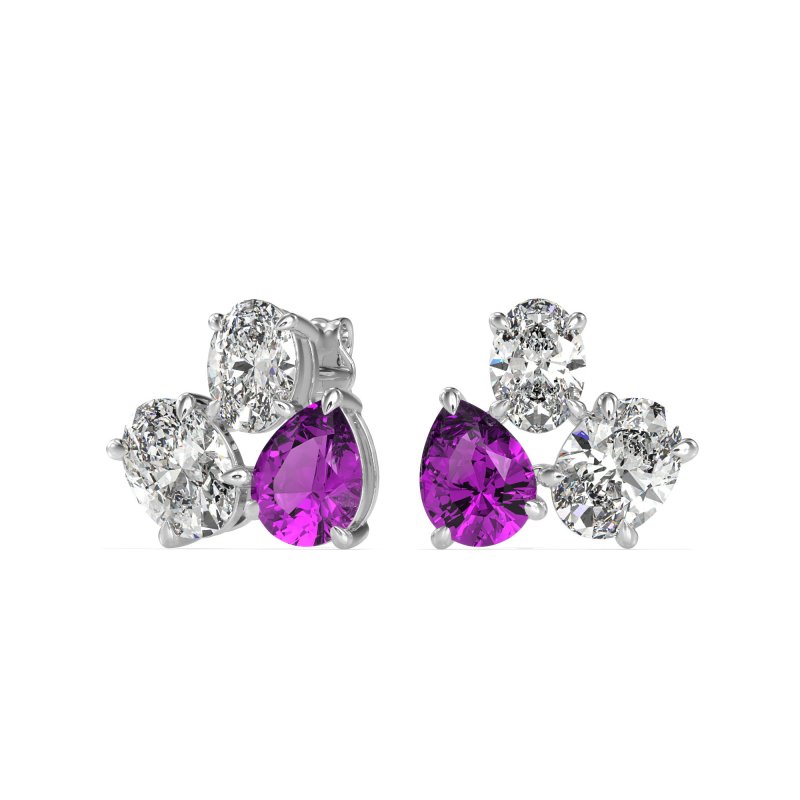 Oval & Pear Trio Stud Earrings