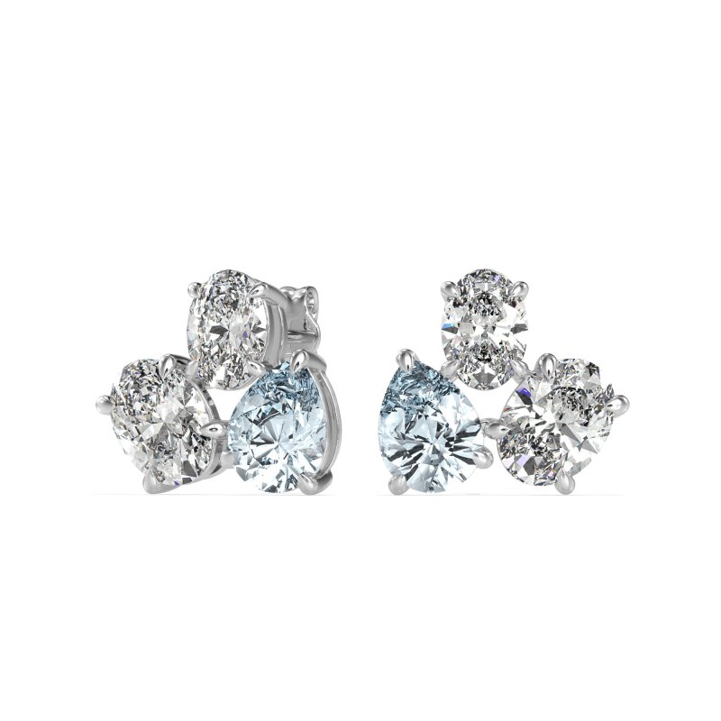 Oval & Pear Trio Stud Earrings