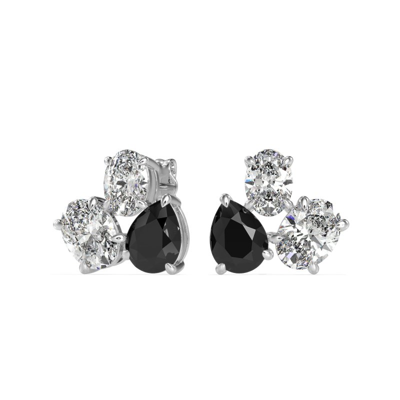 Oval & Pear Trio Stud Earrings