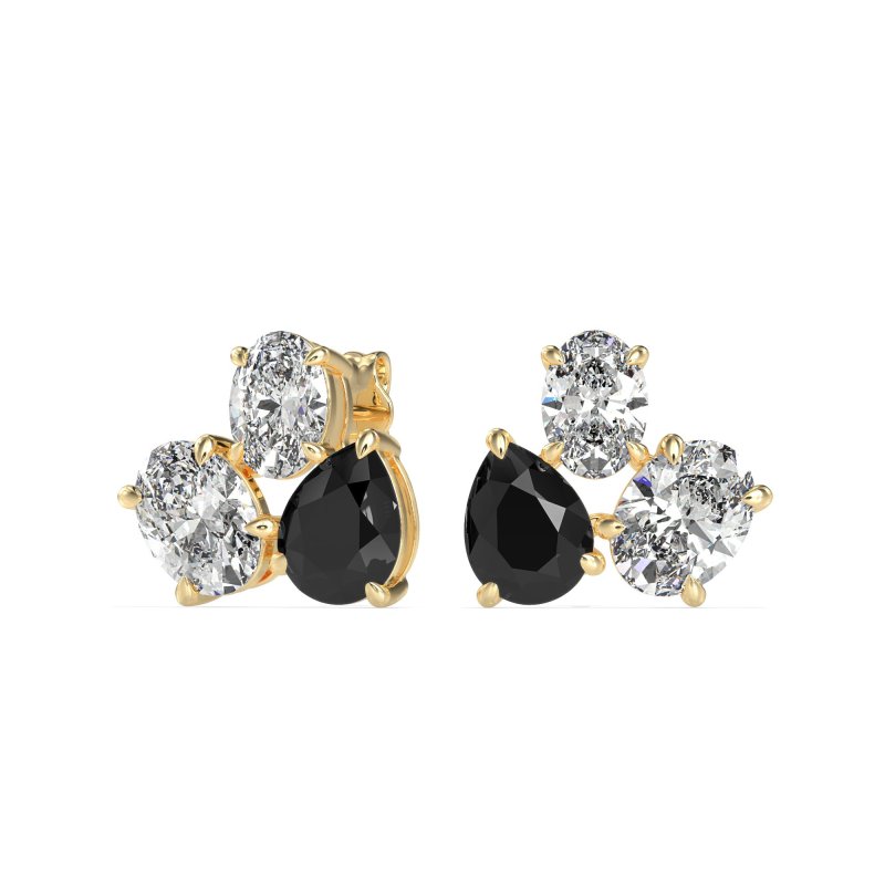 Oval & Pear Trio Stud Earrings