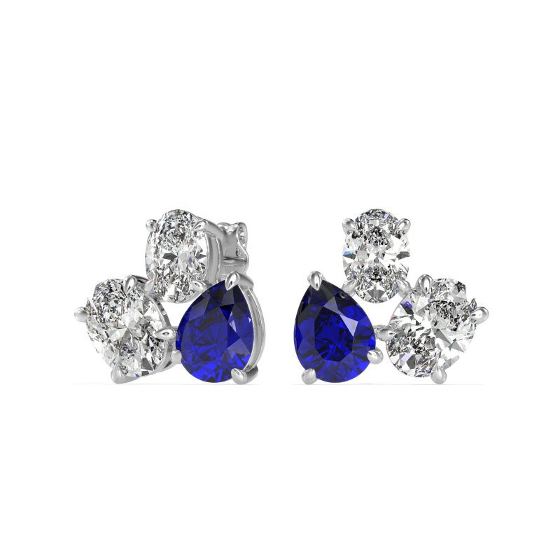 Oval & Pear Trio Stud Earrings