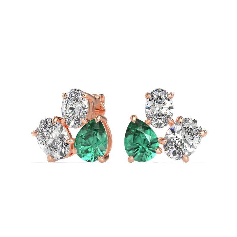 Oval & Pear Trio Stud Earrings