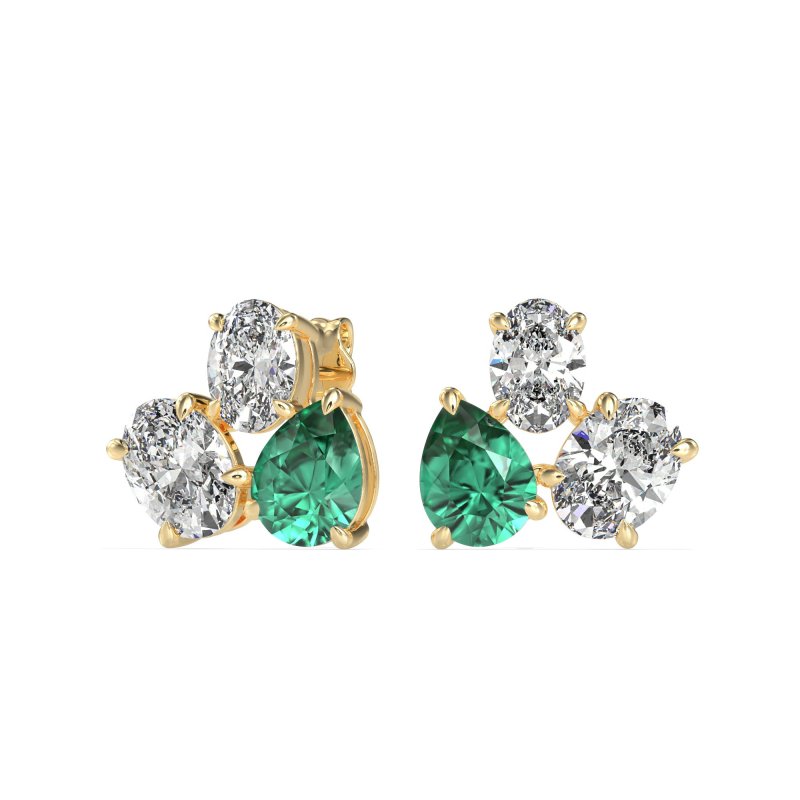 Oval & Pear Trio Stud Earrings