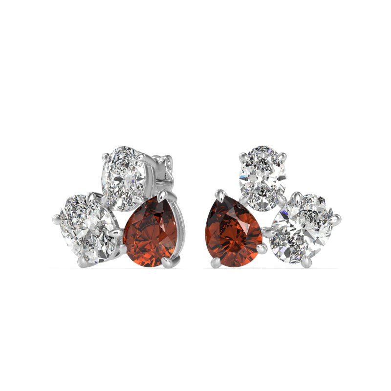 Oval & Pear Trio Stud Earrings