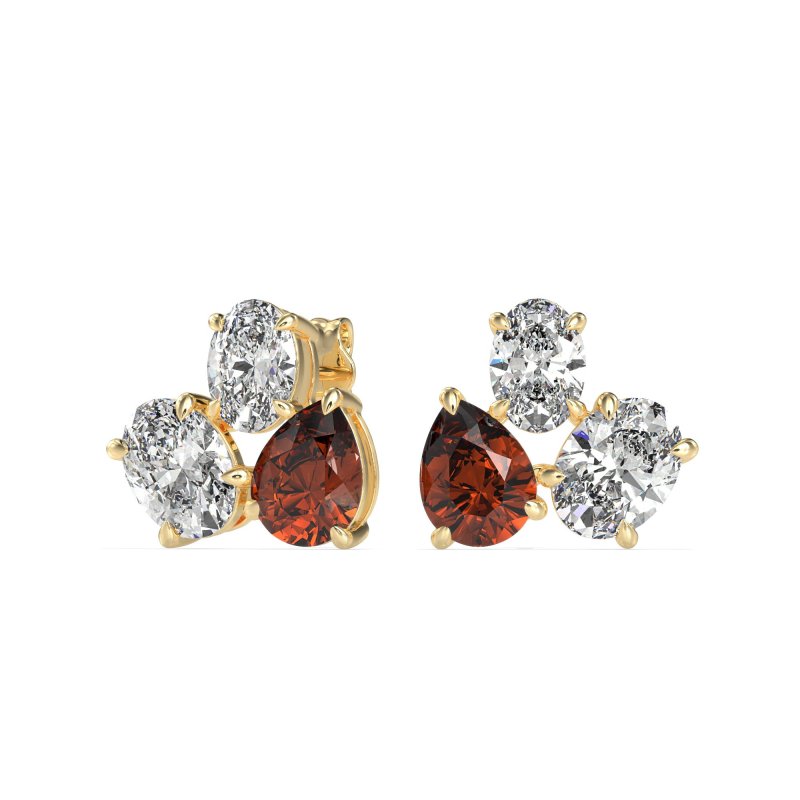 Oval & Pear Trio Stud Earrings