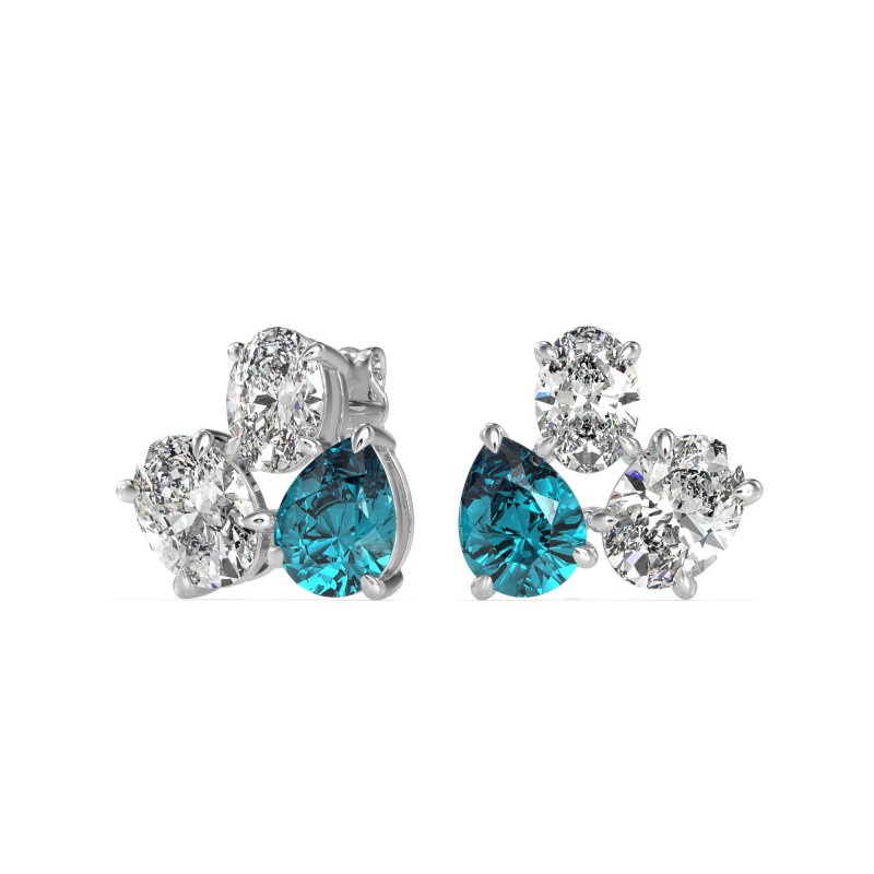 Oval & Pear Trio Stud Earrings