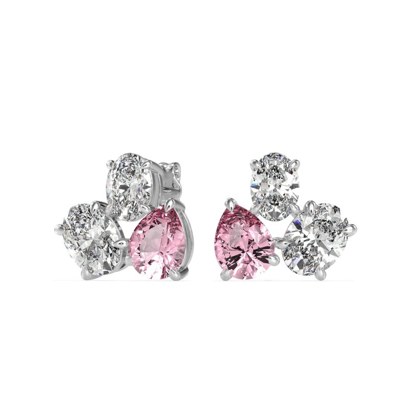 Oval & Pear Trio Stud Earrings