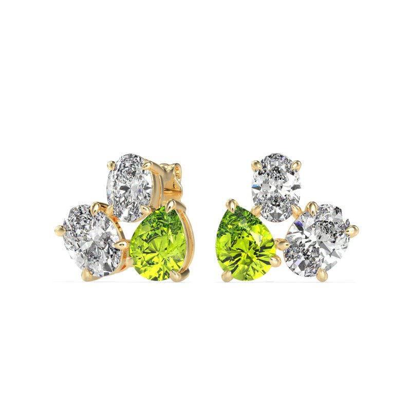 Oval & Pear Trio Stud Earrings