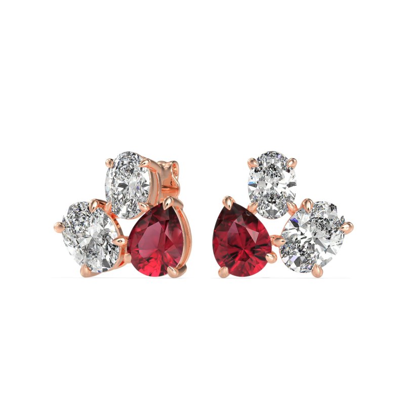 Oval & Pear Trio Stud Earrings