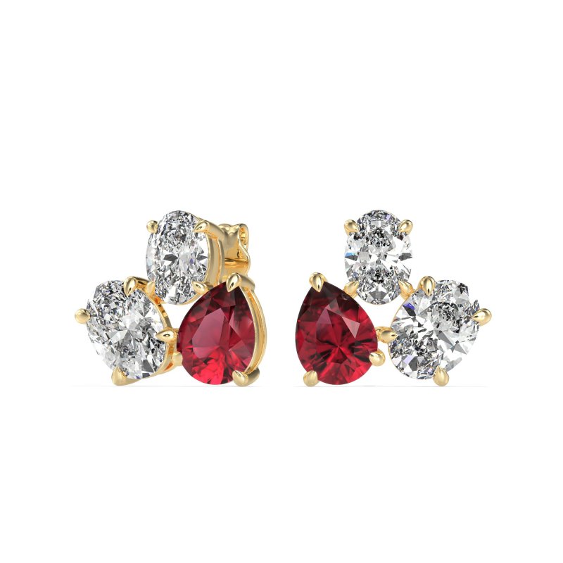 Oval & Pear Trio Stud Earrings