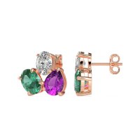 Oval & Pear Trio Stud Earrings