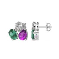 Oval & Pear Trio Stud Earrings