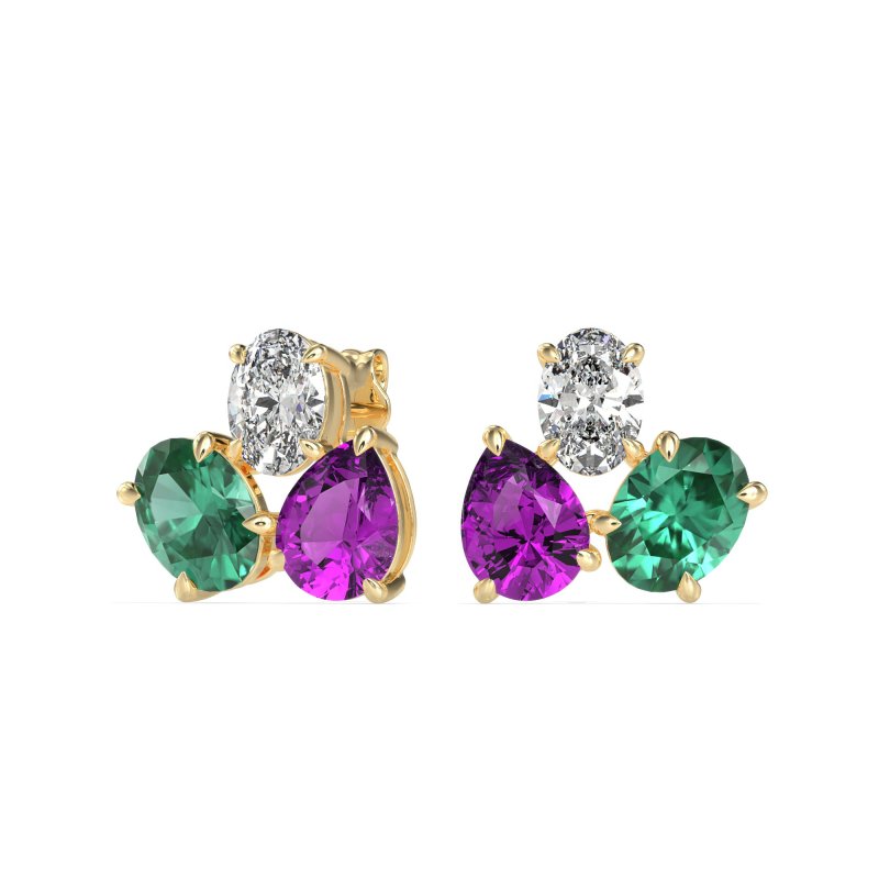 Oval & Pear Trio Stud Earrings