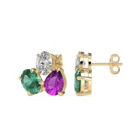 Oval & Pear Trio Stud Earrings