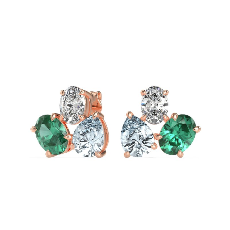 Oval & Pear Trio Stud Earrings