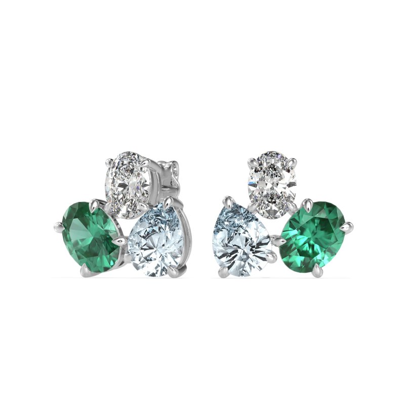 Oval & Pear Trio Stud Earrings