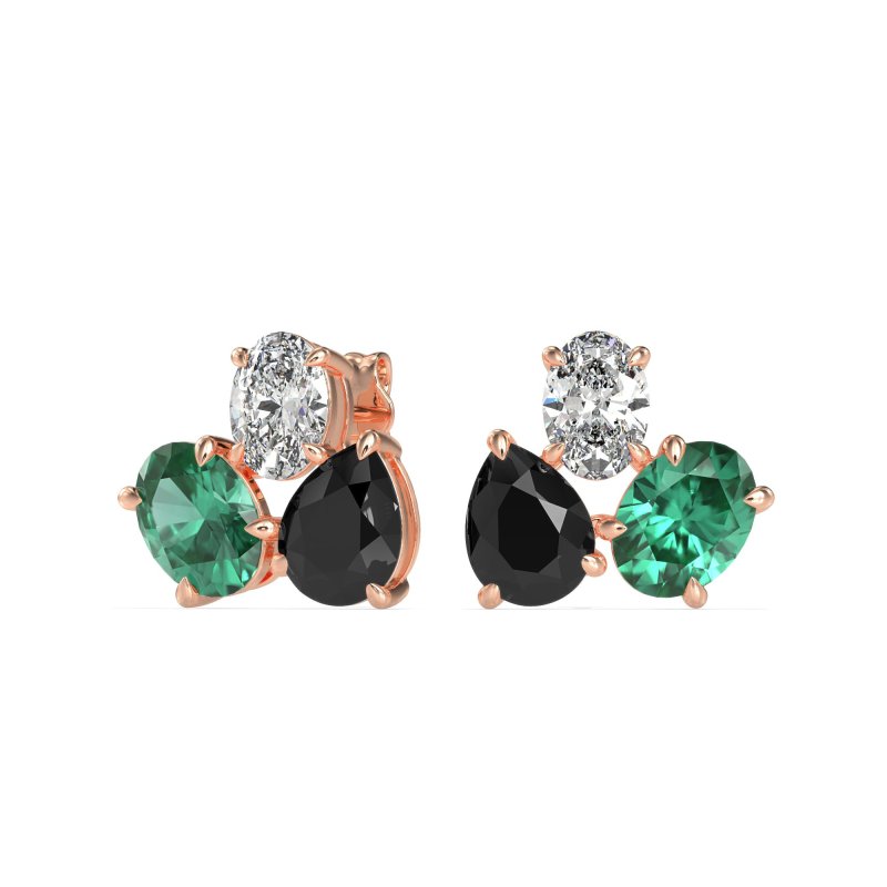 Oval & Pear Trio Stud Earrings