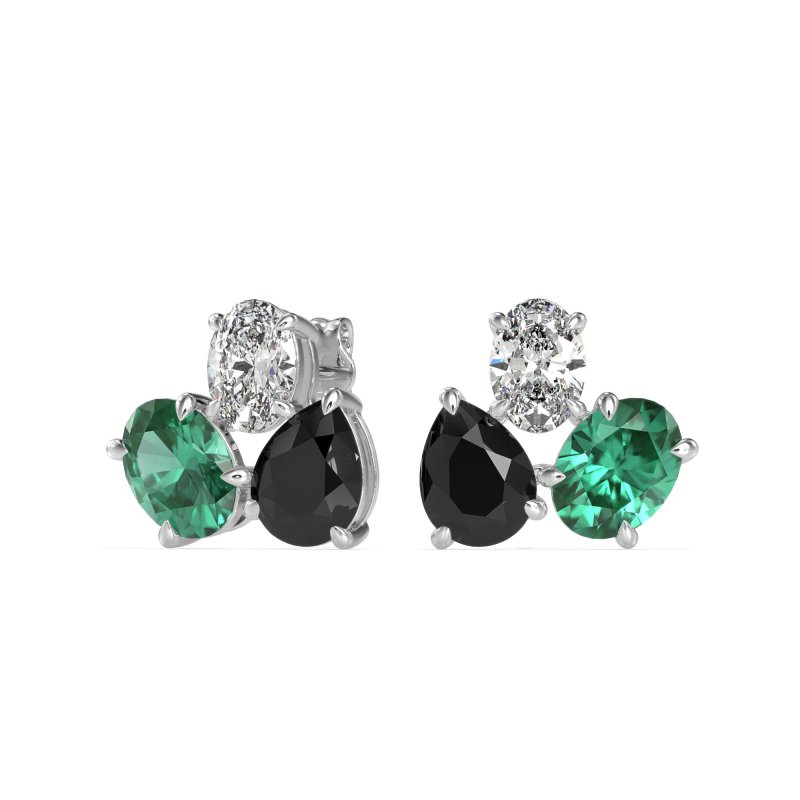 Oval & Pear Trio Stud Earrings