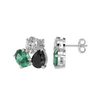 Oval & Pear Trio Stud Earrings