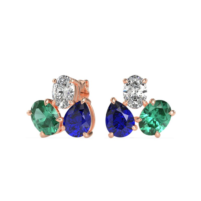 Oval & Pear Trio Stud Earrings