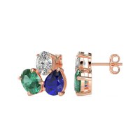 Oval & Pear Trio Stud Earrings