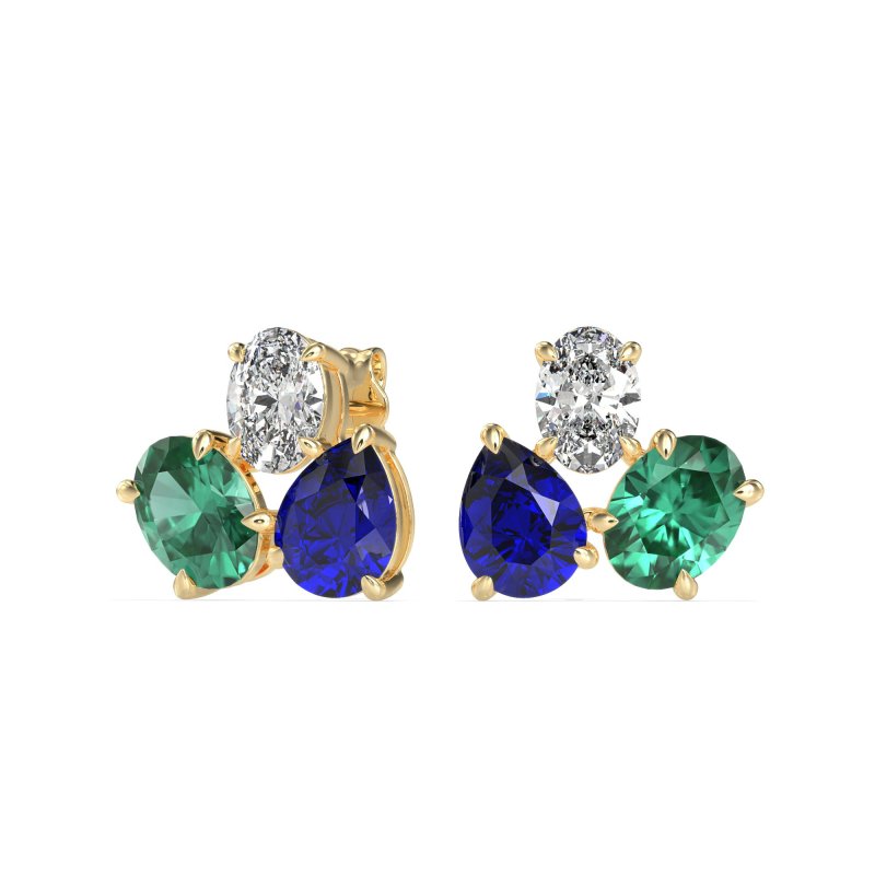 Oval & Pear Trio Stud Earrings