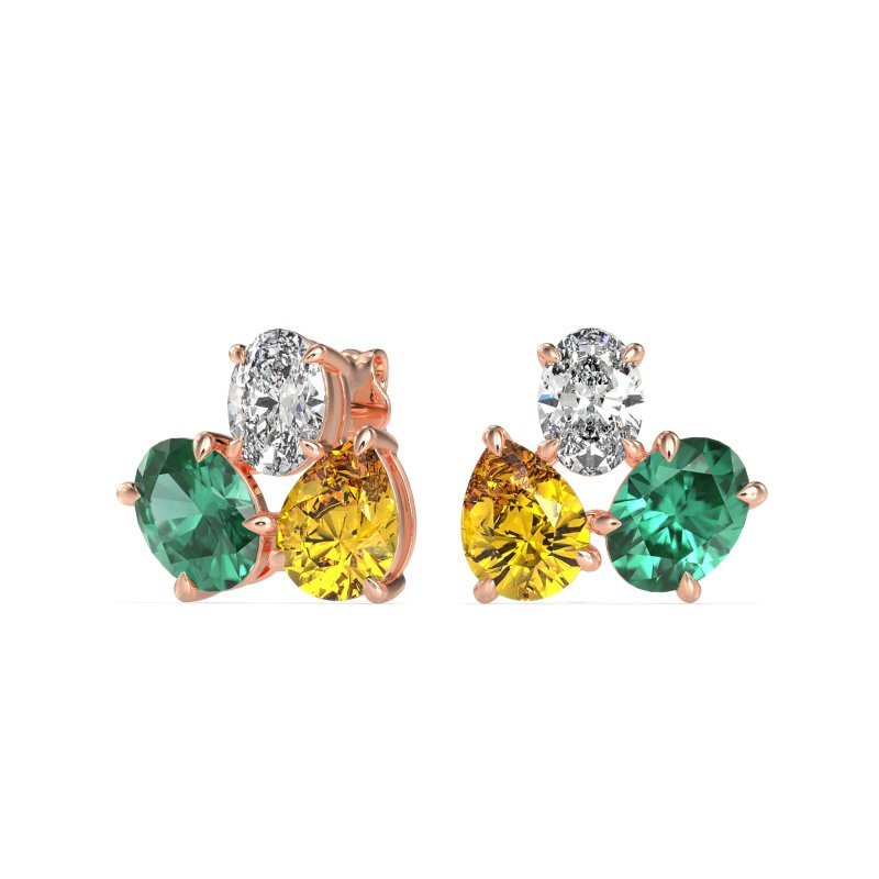 Oval & Pear Trio Stud Earrings