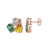 Oval & Pear Trio Stud Earrings