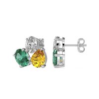 Oval & Pear Trio Stud Earrings