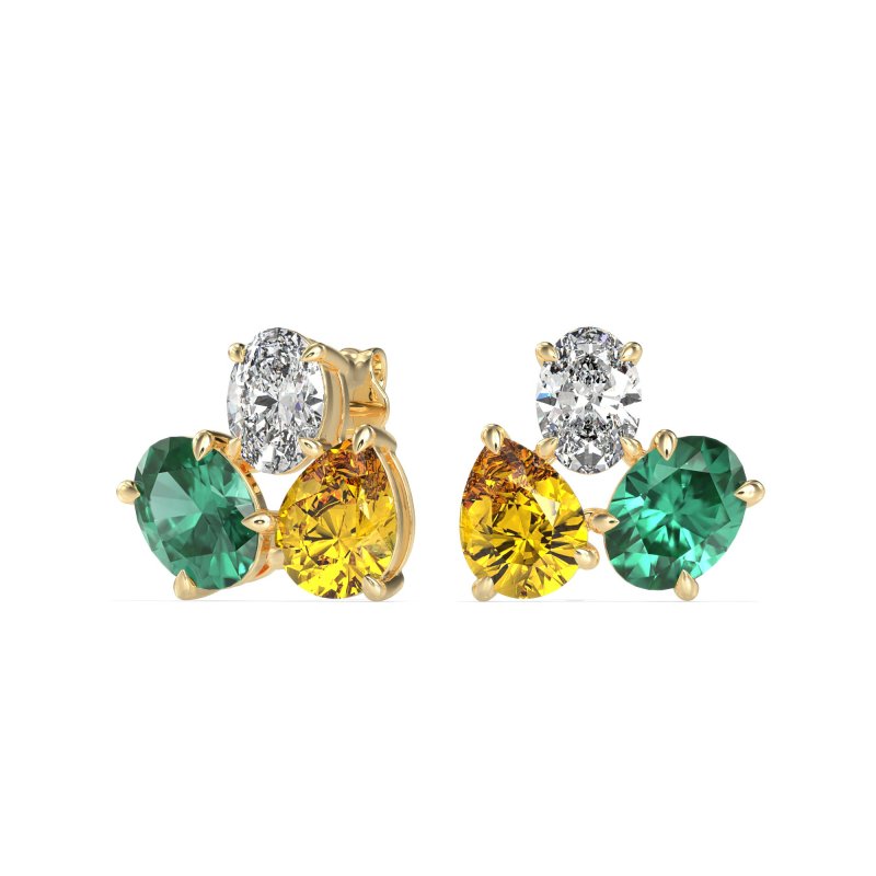 Oval & Pear Trio Stud Earrings